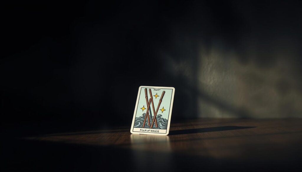 Four of Wands reversed tarot card