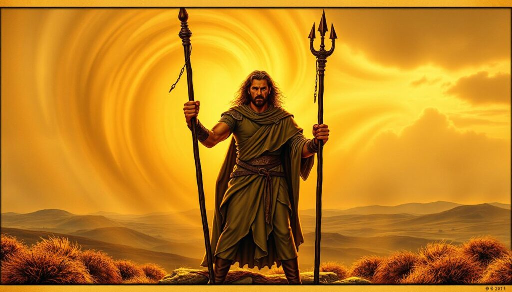 Seven of Wands upright tarot card