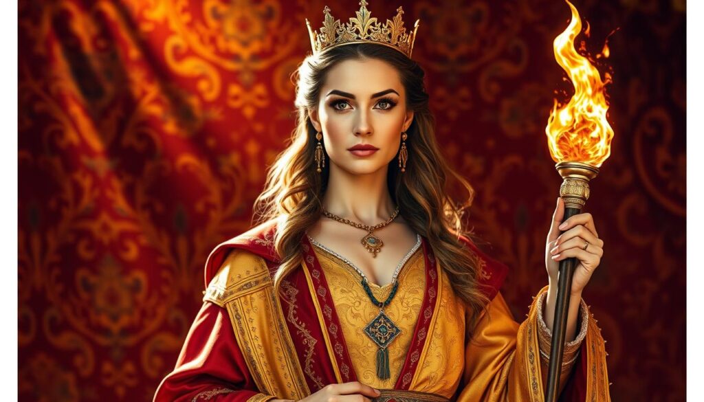 Upright Queen of Wands tarot card