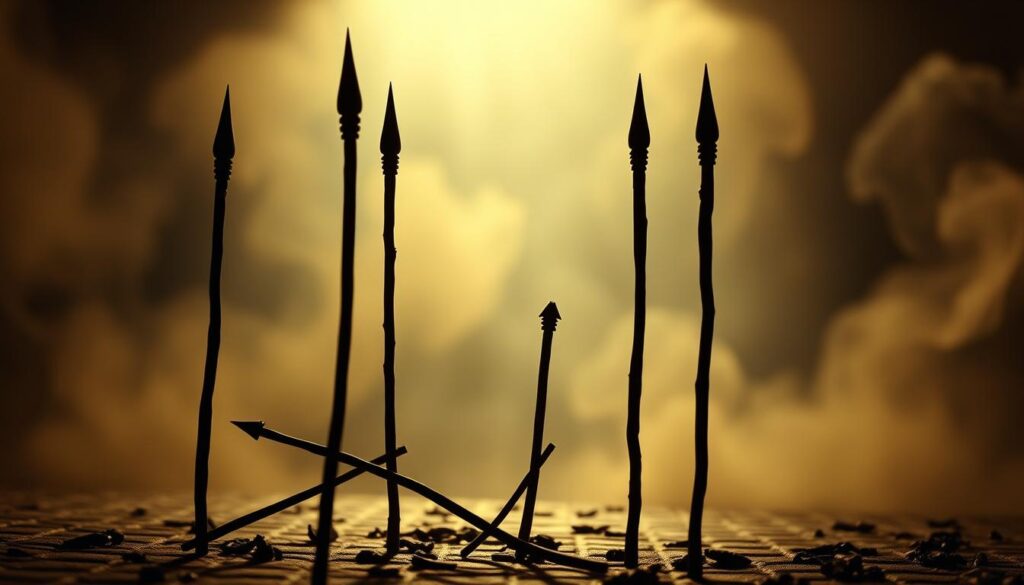 reversed five wands tarot card