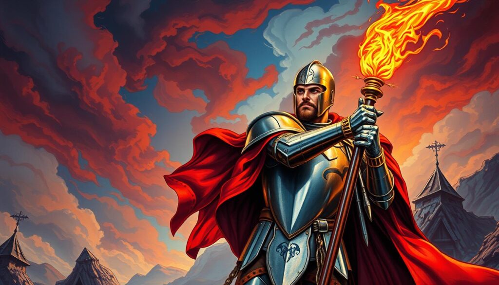 upright knight wands tarot card