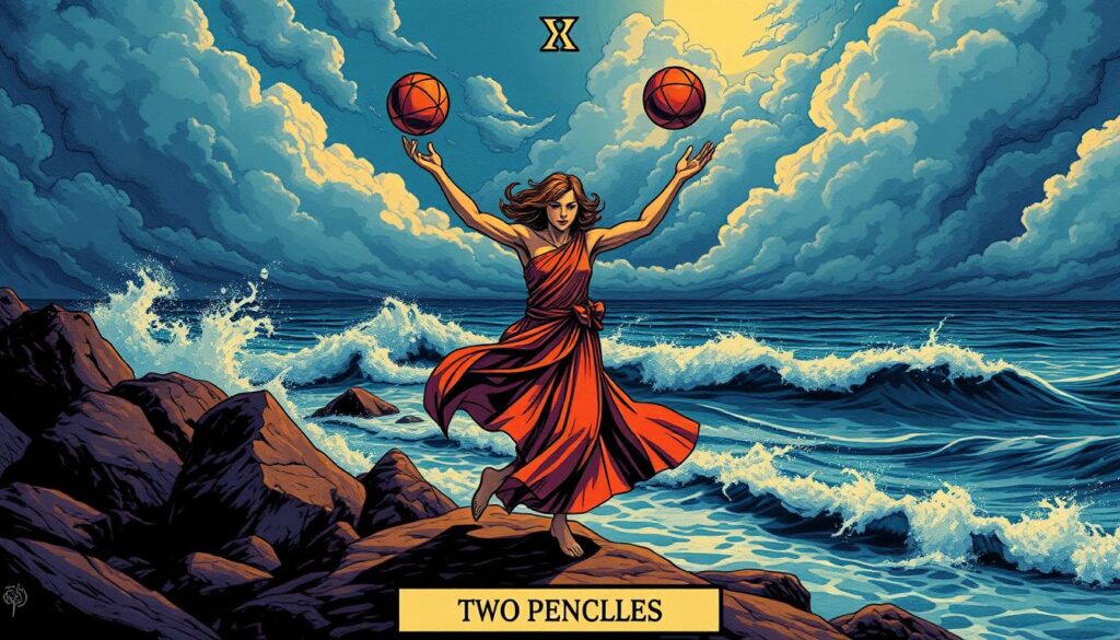 Symbolism of Two of Pentacles tarot card