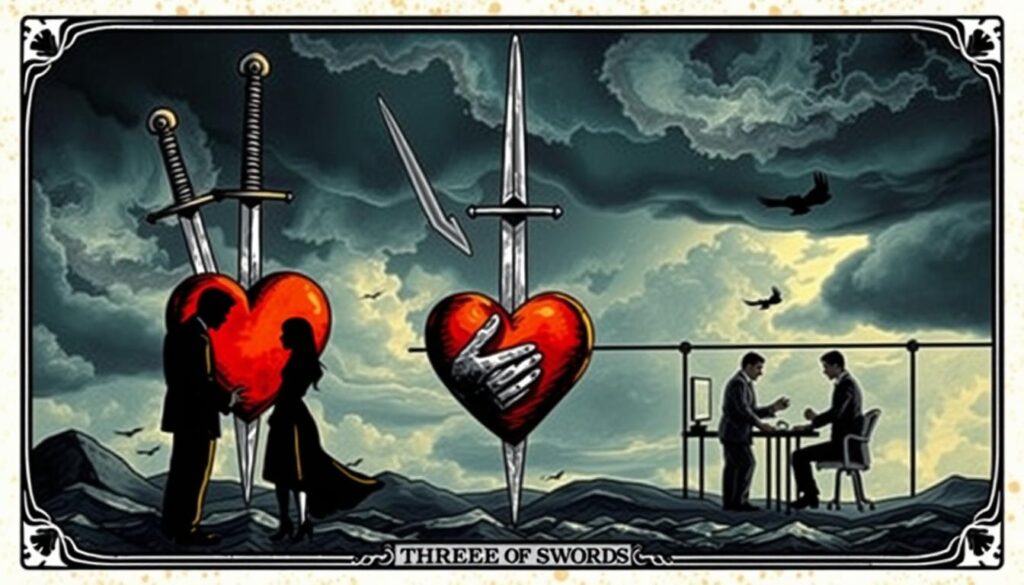 Three of Swords in relationships and work