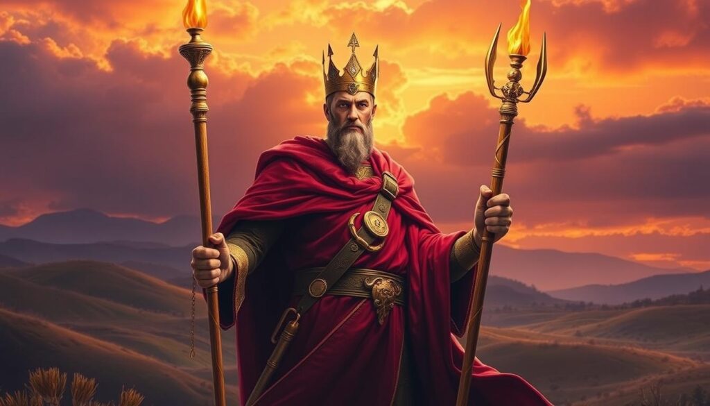 upright king wands leadership