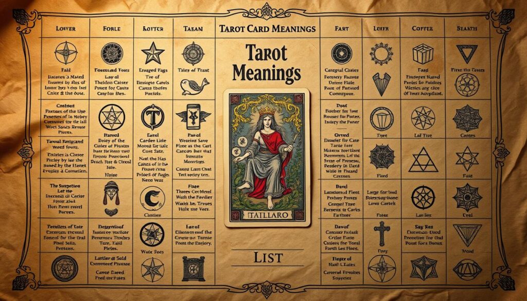 tarot card meanings list