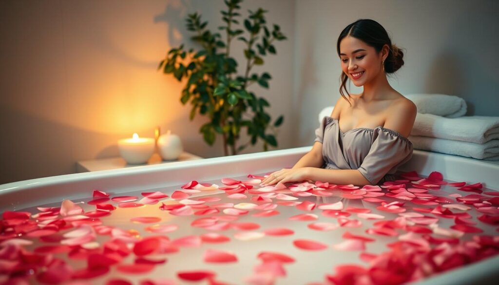 rose petals bath