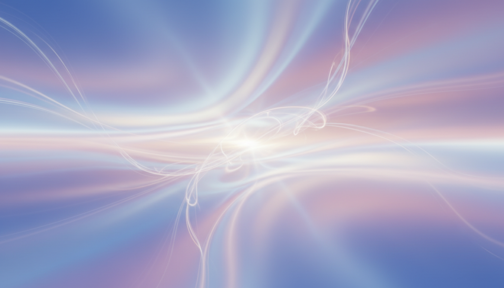A beautifully ethereal aura gradient that conveys a sense of serenity and inspiration. In the foreground, soft pastel colors blend seamlessly, creating a gentle ripple effect reminiscent of a tranquil sky at dawn. The middle layer features a subtle luminescent glow, adding an inviting ambiance that draws the eye toward the center. In the background, faint wisps of light and energy intertwine, giving an illusion of depth and movement. The lighting is soft and diffused, mimicking natural sunlight filtering through a cloudy sky, enhancing the overall dreamlike quality. The composition balances bold color transitions from deep blues to soft pinks, evoking feelings of calm and creativity. The image should be harmonious, captivating, and visually stunning, free from any text or additional elements.
