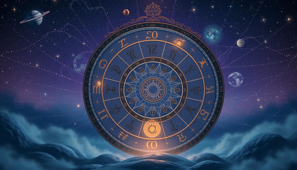 A mystical composition illustrating the concept of lucky numbers in astrology. In the foreground, a large, ornate zodiac wheel displaying the twelve astrological signs, each surrounded by ethereal glows representing their lucky numbers. In the middle, a celestial backdrop of twinkling stars and softly glowing planets, with constellations subtly woven into the scene. The background features a dreamy night sky transitioning from deep blue to violet, creating a serene atmosphere. Utilize soft, ambient lighting to emphasize the starry elements, and a wide-angle perspective to capture the majestic expanse of the cosmos. The overall mood should be enchanting and introspective, inviting viewers to explore their astrological lucky numbers. A mystical composition illustrating the concept of lucky numbers in astrology. In the foreground, a large, ornate zodiac wheel displaying the twelve astrological signs, each surrounded by ethereal glows representing their lucky numbers. In the middle, a celestial backdrop of twinkling stars and softly glowing planets, with constellations subtly woven into the scene. The background features a dreamy night sky transitioning from deep blue to violet, creating a serene atmosphere. Utilize soft, ambient lighting to emphasize the starry elements, and a wide-angle perspective to capture the majestic expanse of the cosmos. The overall mood should be enchanting and introspective, inviting viewers to explore their astrological lucky numbers.