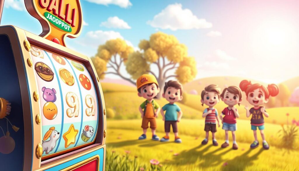 A vibrant digital scene depicting an animated lottery or jackpot interface inspired by the game "Adopt Me." In the foreground, a colorful slot machine displays changing numbers on its reels, showcasing a variety of whimsical symbols such as pets, coins, and stars. The jackpot number, prominently highlighted, shifts dynamically to create a sense of excitement. In the middle ground, a festive environment includes playful character avatars of children in casual clothing, eagerly watching the jackpot change with expressions of joy and anticipation. The background features a bright, cheerful landscape typical of a game world, with lush trees and a sunny sky, enhancing the lively atmosphere. Soft, warm lighting bathes the scene, creating a whimsical, enchanting mood. The angle showcases the excitement of the moment, drawing the viewer into the world of "Adopt Me." A vibrant digital scene depicting an animated lottery or jackpot interface inspired by the game "Adopt Me." In the foreground, a colorful slot machine displays changing numbers on its reels, showcasing a variety of whimsical symbols such as pets, coins, and stars. The jackpot number, prominently highlighted, shifts dynamically to create a sense of excitement. In the middle ground, a festive environment includes playful character avatars of children in casual clothing, eagerly watching the jackpot change with expressions of joy and anticipation. The background features a bright, cheerful landscape typical of a game world, with lush trees and a sunny sky, enhancing the lively atmosphere. Soft, warm lighting bathes the scene, creating a whimsical, enchanting mood. The angle showcases the excitement of the moment, drawing the viewer into the world of "Adopt Me."