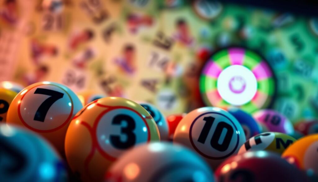 A vibrant overview of lottery lucky numbers, showcasing a dynamic arrangement of colorful lottery balls, each bearing different numbers prominently. In the foreground, a close-up of the most commonly chosen lucky numbers, like 7, 3, and 11, stands out amidst a blurred backdrop of other numbers. The middle ground features a softly glowing lottery wheel, gently illuminated as if by warm, inviting light, while the background showcases an abstract depiction of a lottery ticket collage, blending shades of green and gold. The image should evoke a sense of excitement and anticipation, reflecting the thrill of lottery play, captured with a soft focus effect to enhance the dreamy quality. The composition should suggest a professional and engaging atmosphere, suitable for an informative article. A vibrant overview of lottery lucky numbers, showcasing a dynamic arrangement of colorful lottery balls, each bearing different numbers prominently. In the foreground, a close-up of the most commonly chosen lucky numbers, like 7, 3, and 11, stands out amidst a blurred backdrop of other numbers. The middle ground features a softly glowing lottery wheel, gently illuminated as if by warm, inviting light, while the background showcases an abstract depiction of a lottery ticket collage, blending shades of green and gold. The image should evoke a sense of excitement and anticipation, reflecting the thrill of lottery play, captured with a soft focus effect to enhance the dreamy quality. The composition should suggest a professional and engaging atmosphere, suitable for an informative article.